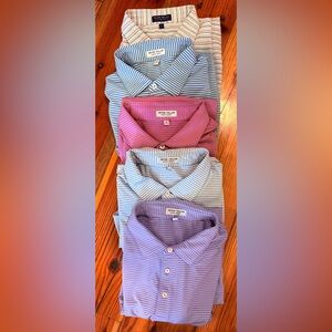 Five Peter Millar Men's Striped Golf Shirt -
